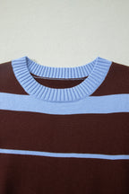 Women's Striped Short-Sleeve Knit Top – Blue/White