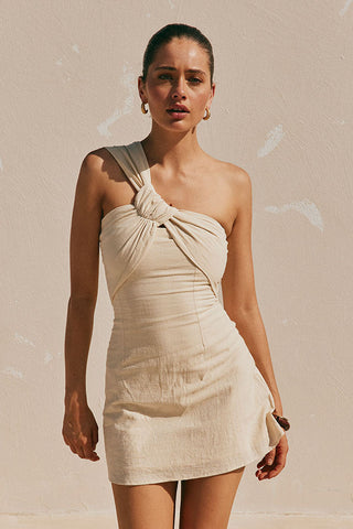 One-Shoulder Cotton Mini Dress