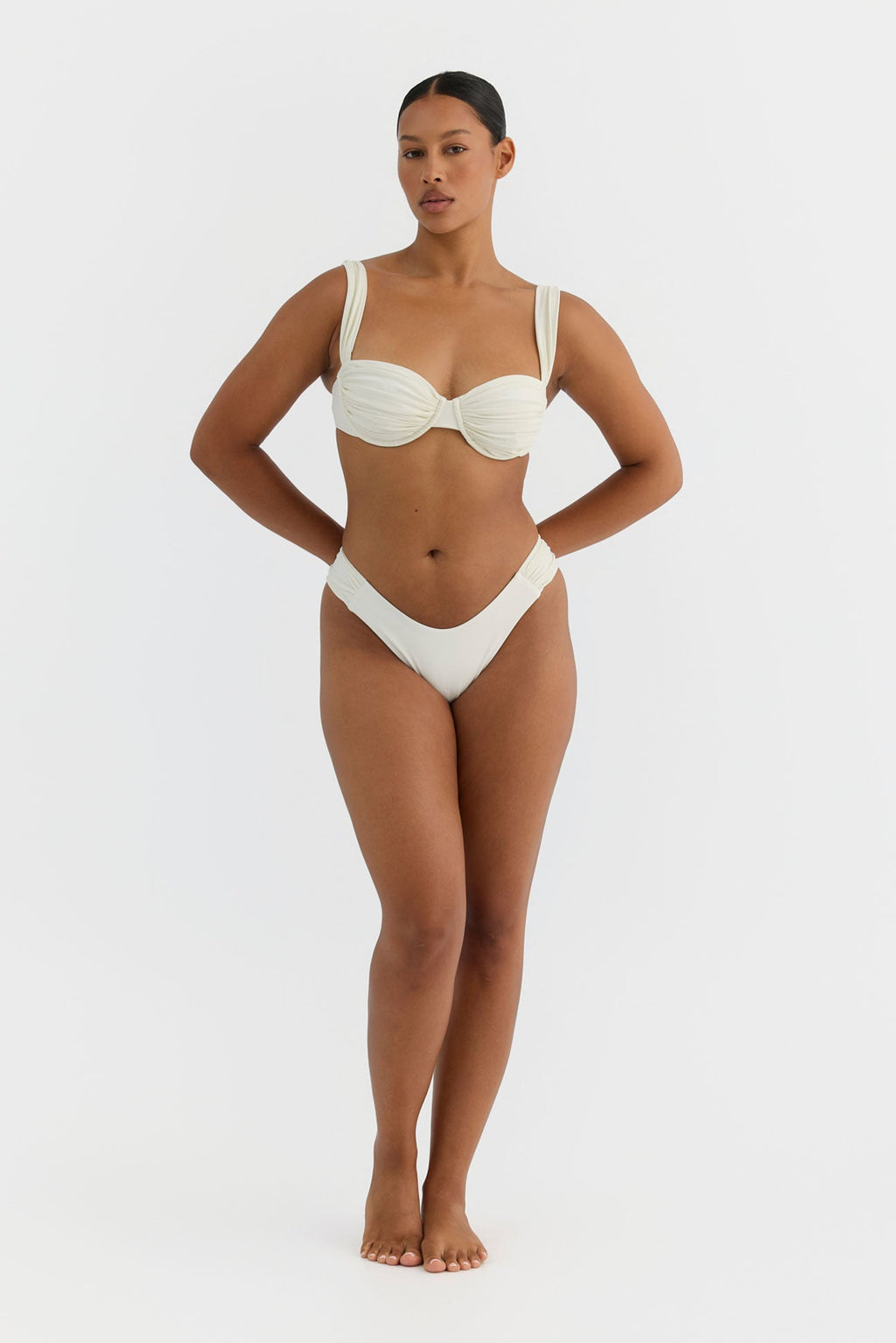 Solenne Pleated Underwire Bikini Top – Ivory
