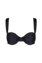 Solenne Pleated Underwire Bikini Top – Black – Black