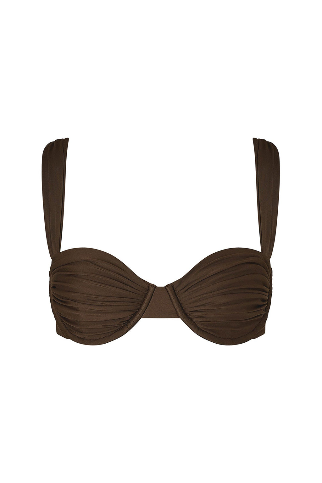 Solenne Pleated Underwire Bikini Top – Chocolate – Chocolate