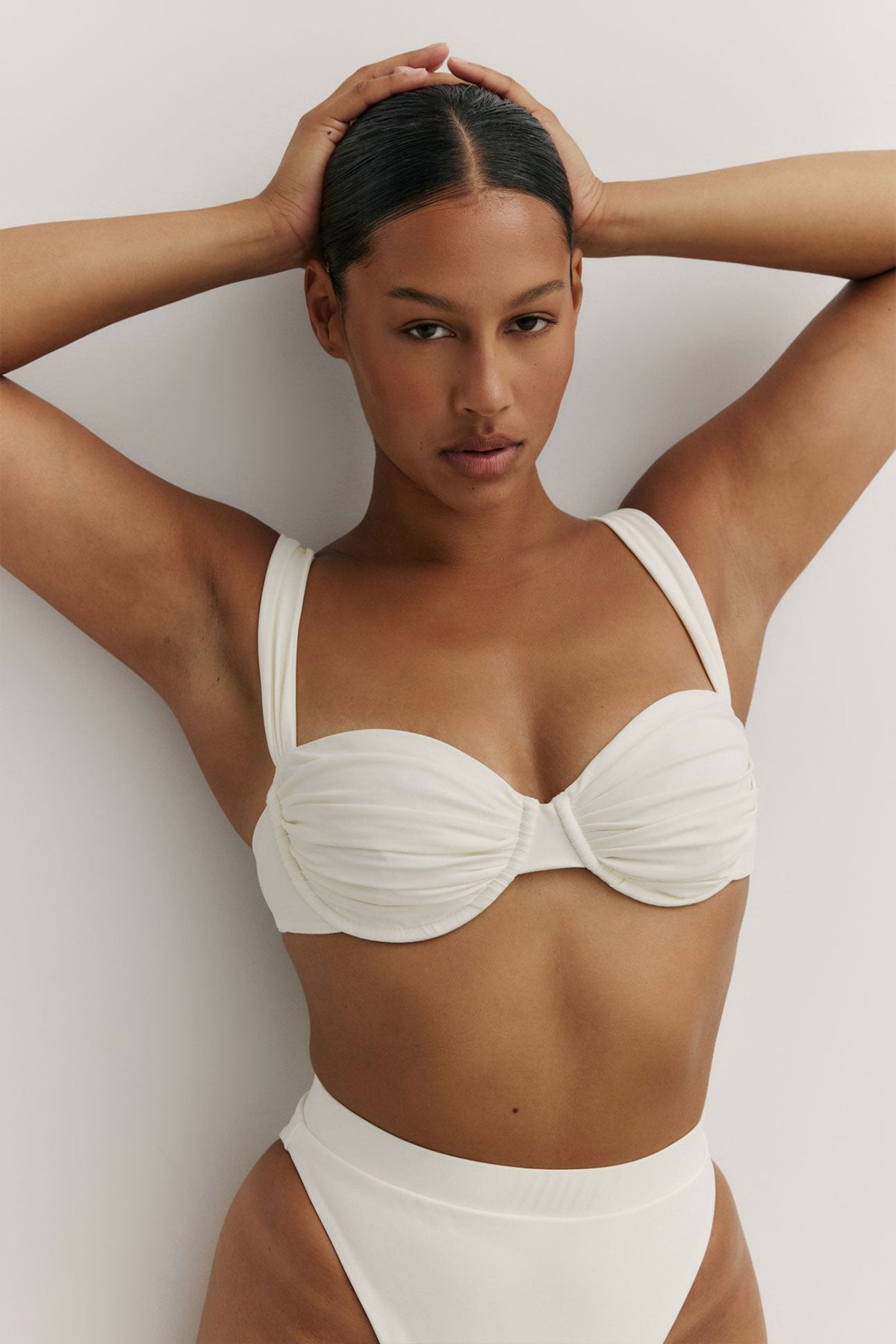 Solenne Pleated Underwire Bikini Top – Ivory – Ivory