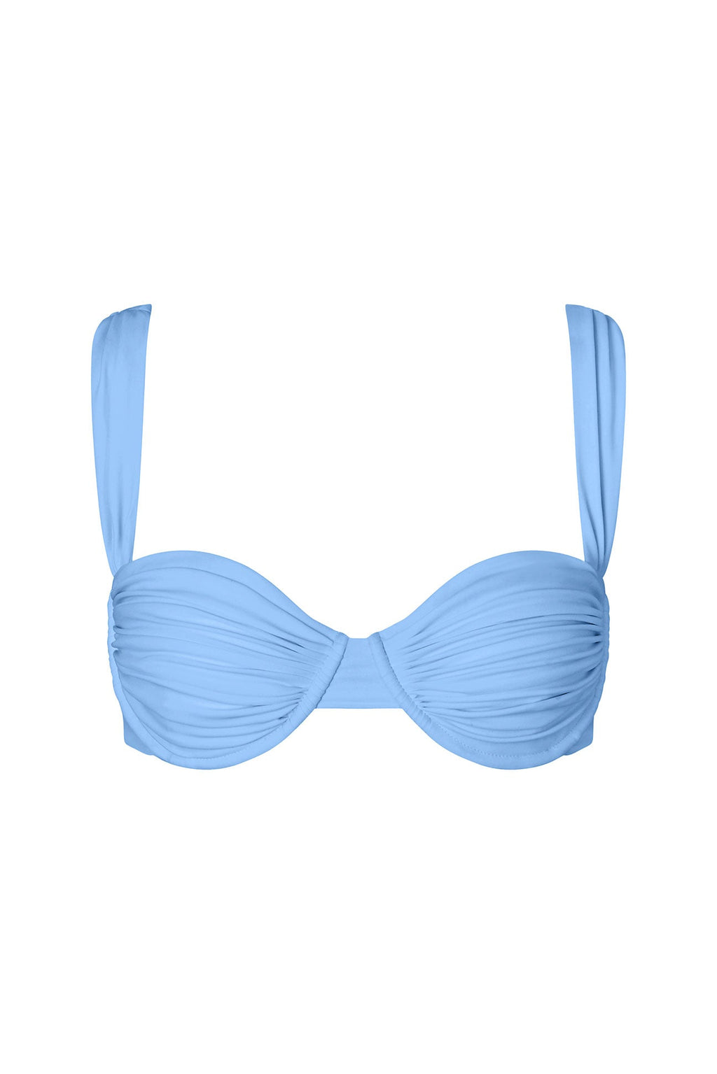 Solenne Pleated Underwire Bikini Top – Soft Blue – Soft Blue