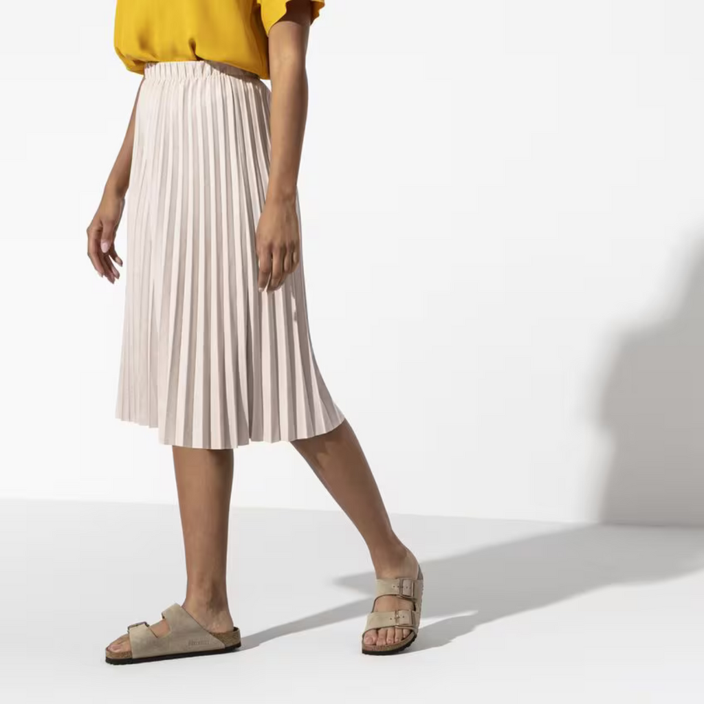 Taupe Suede Double-Strap Footbed Sandals