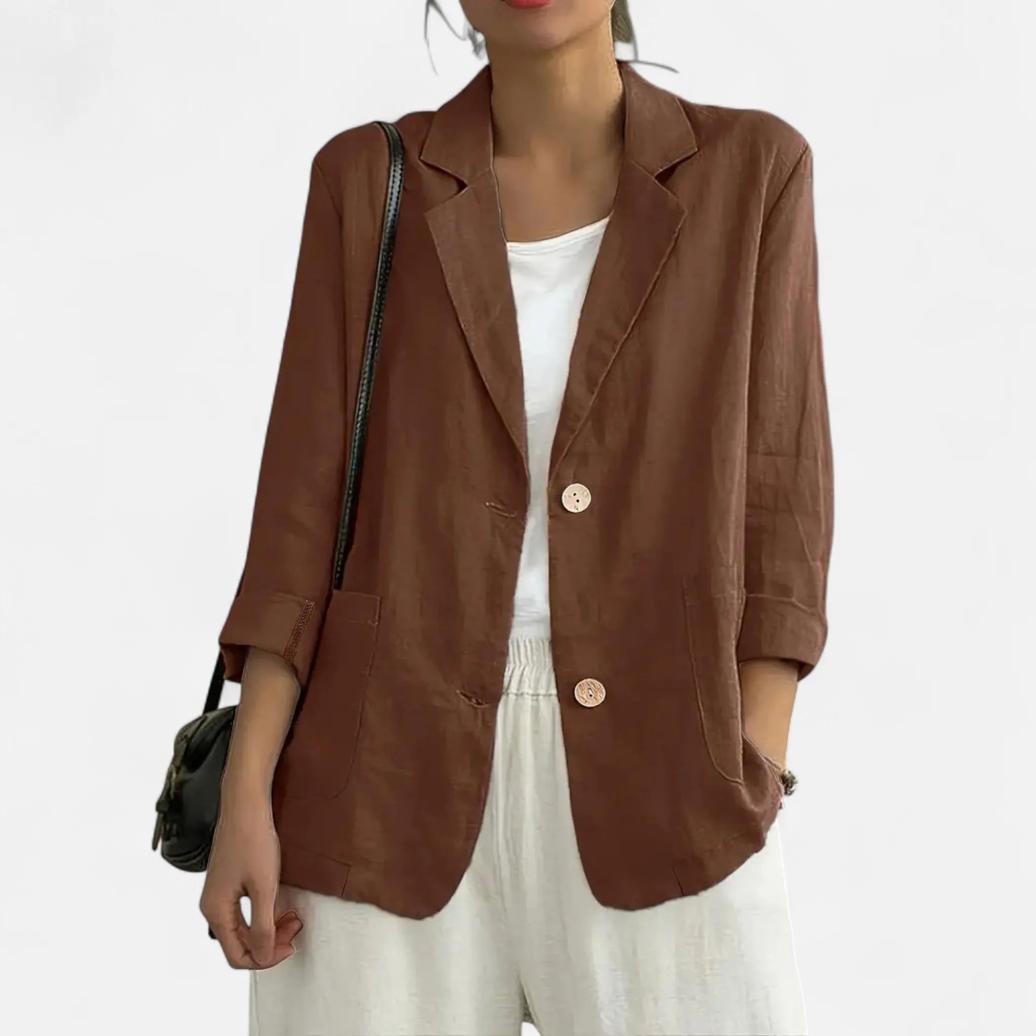 Tailored Linen-Blend Blazer