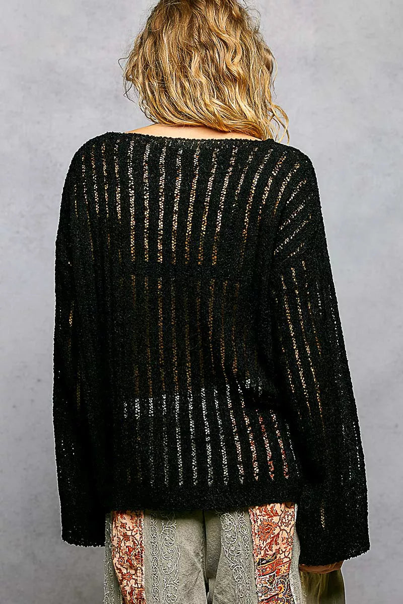 Women's Open-Weave Knit Sweater