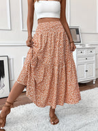 Elena Ditsy Floral Midi Skirt – Orange/Multi