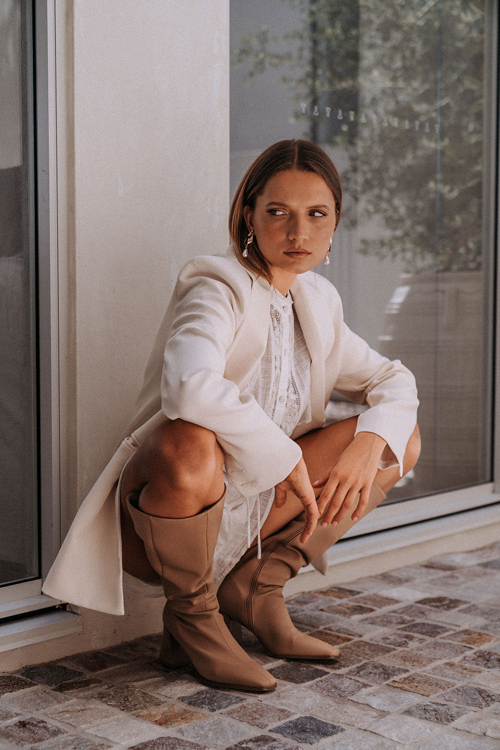 Cotton Cheesecloth Puff-Sleeve Playsuit