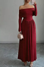 Women's Off-Shoulder Ruched Maxi Dress