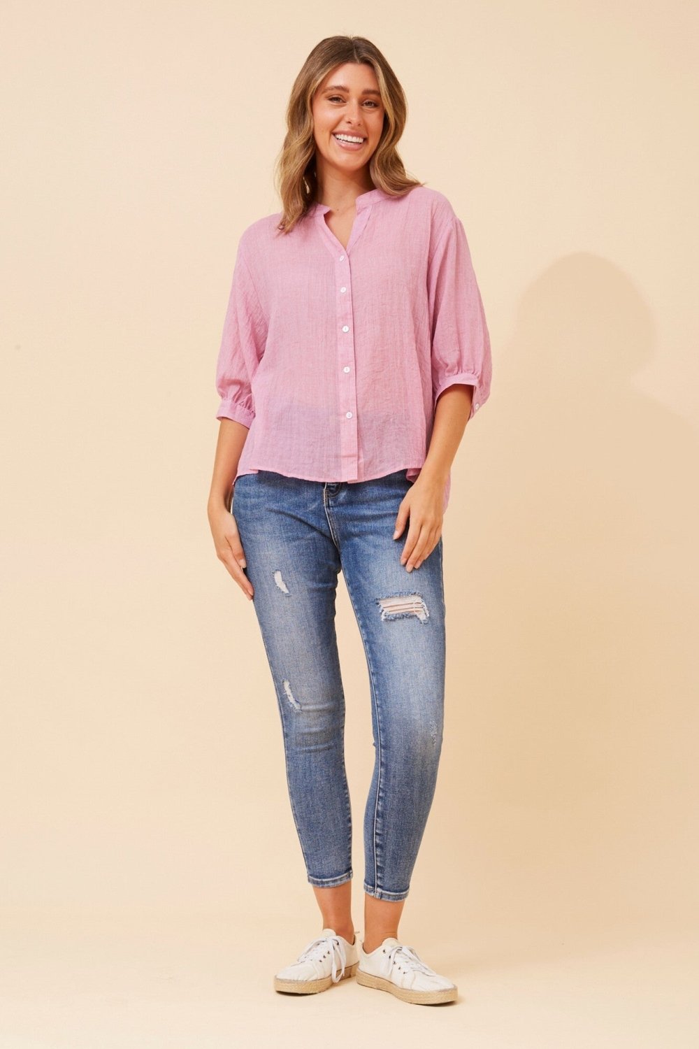 Belina Relaxed Solid Shirt - Aurelia Sun