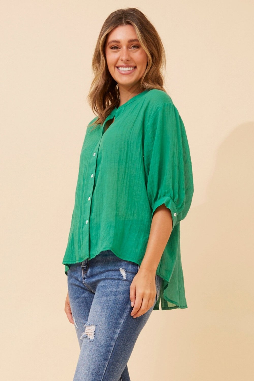 Belina Relaxed Solid Shirt - Aurelia Sun