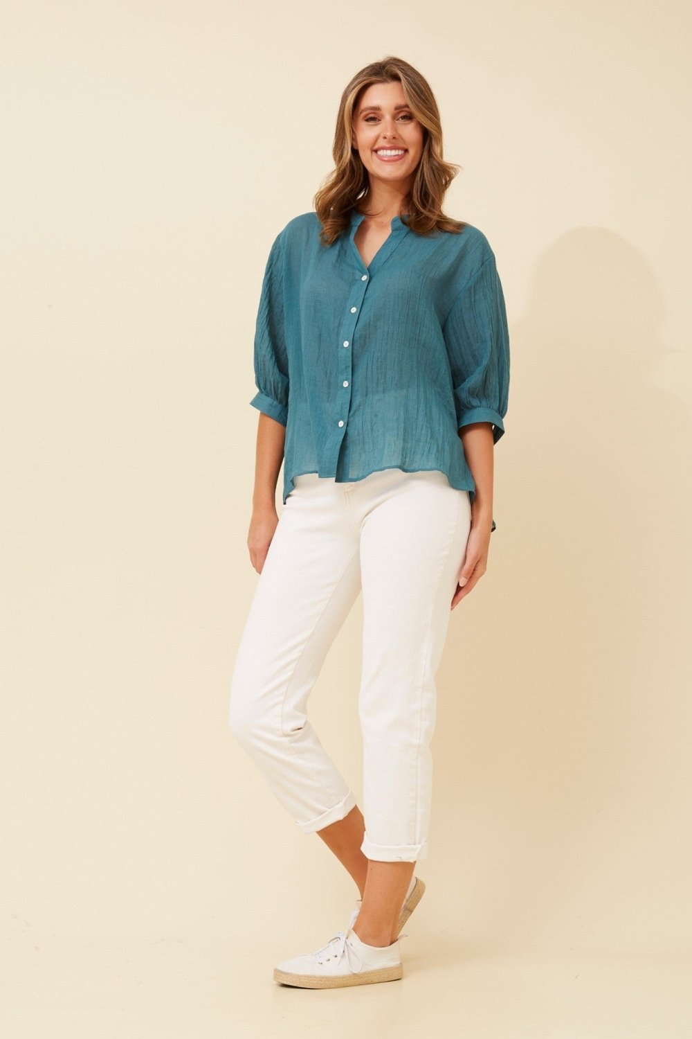 Belina Relaxed Solid Shirt - Aurelia Sun