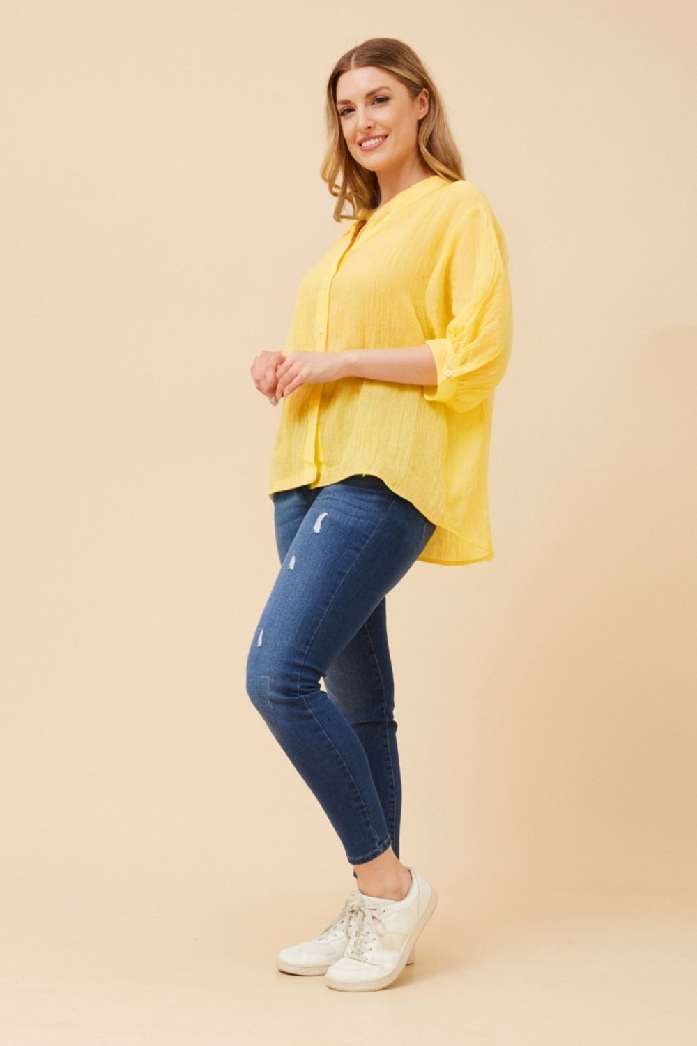 Belina Relaxed Solid Shirt - Aurelia Sun