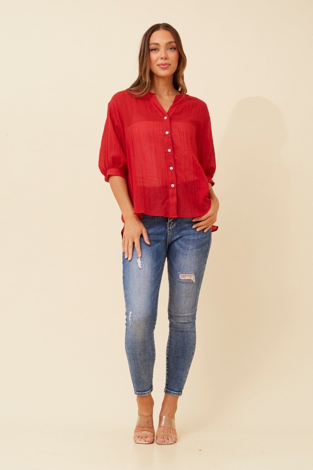 Belina Relaxed Solid Shirt - Aurelia Sun