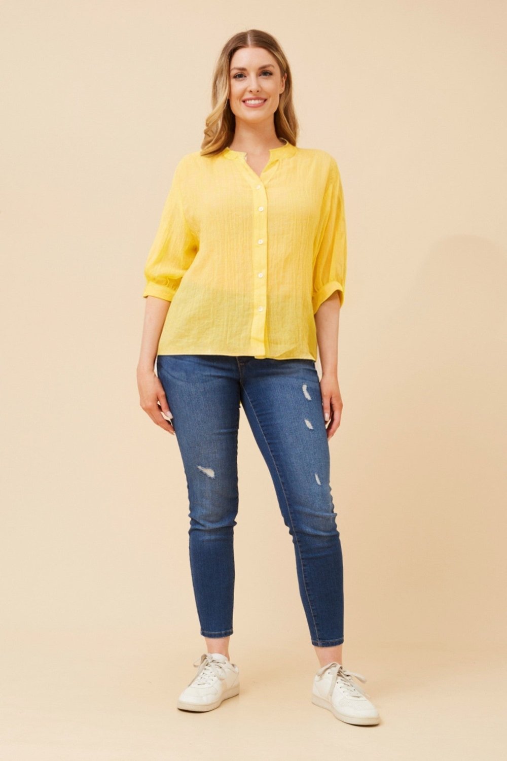 Belina Relaxed Solid Shirt - Aurelia Sun