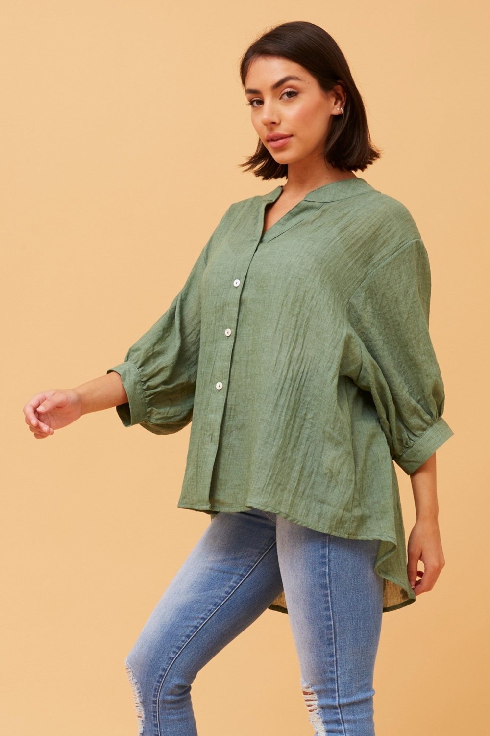 Belina Relaxed Solid Shirt - Aurelia Sun