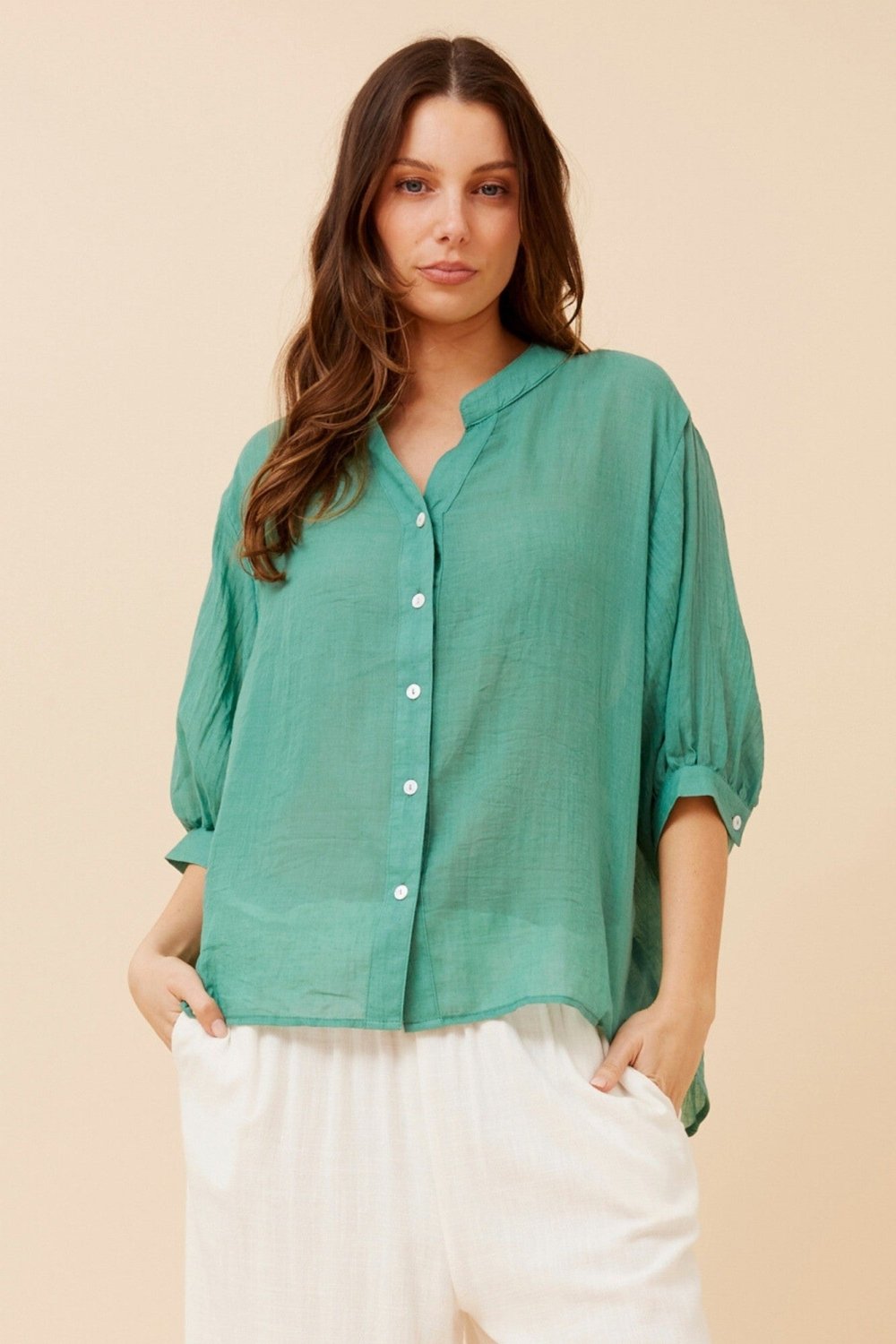Belina Relaxed Solid Shirt - Aurelia Sun