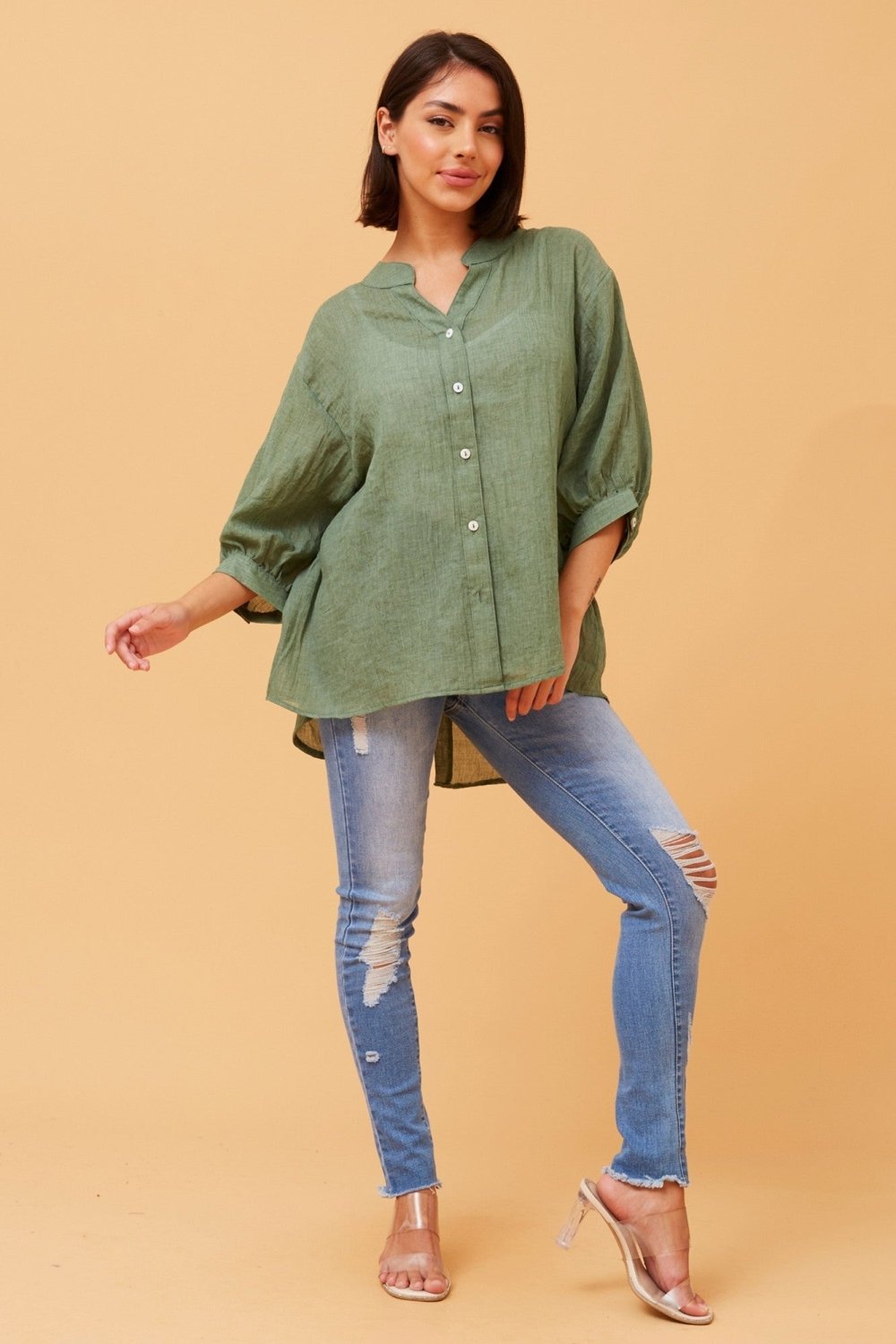 Belina Relaxed Solid Shirt - Aurelia Sun