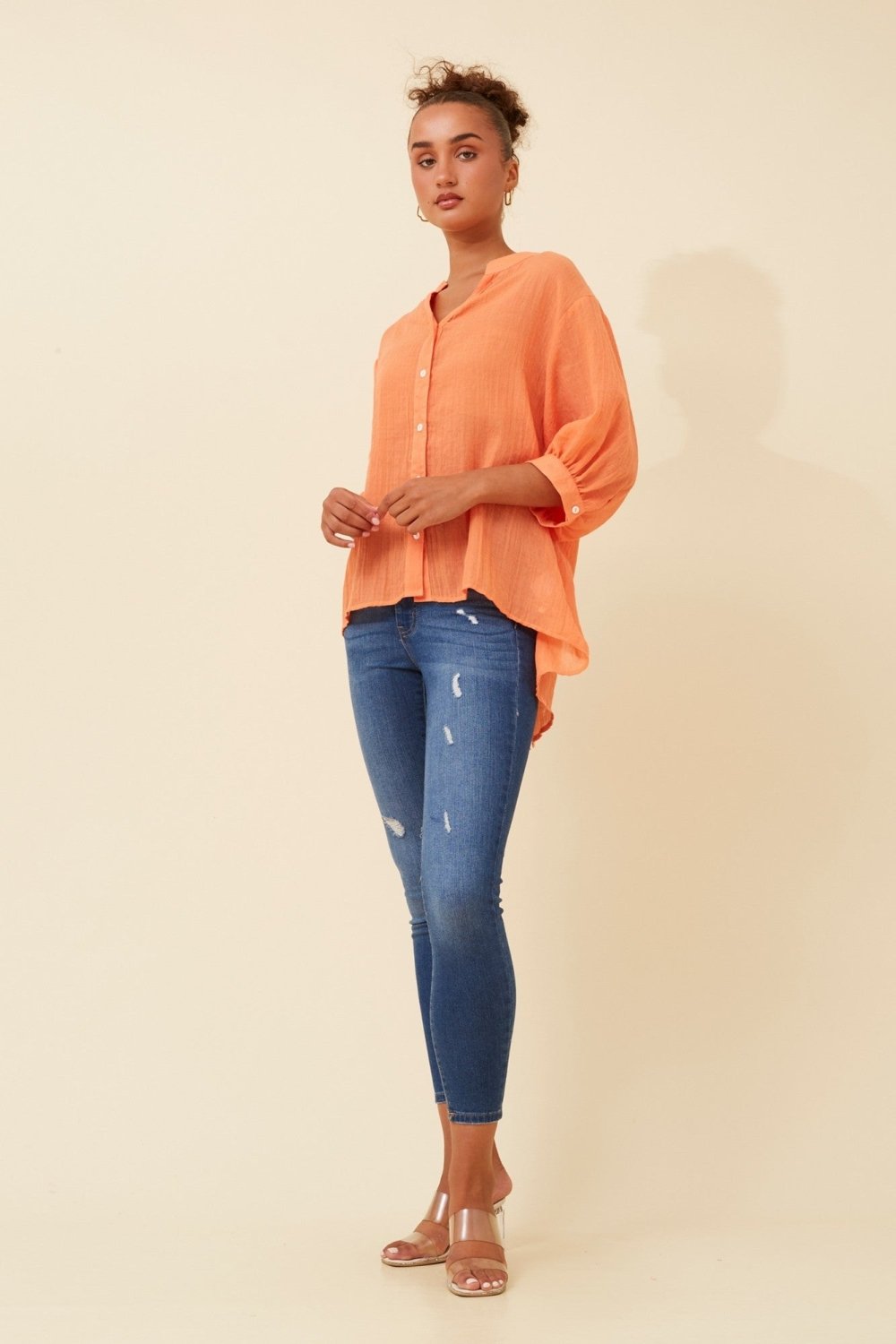 Belina Relaxed Solid Shirt - Aurelia Sun