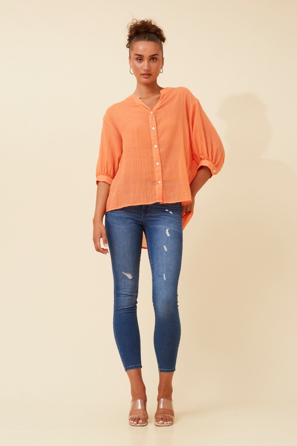 Belina Relaxed Solid Shirt - Aurelia Sun