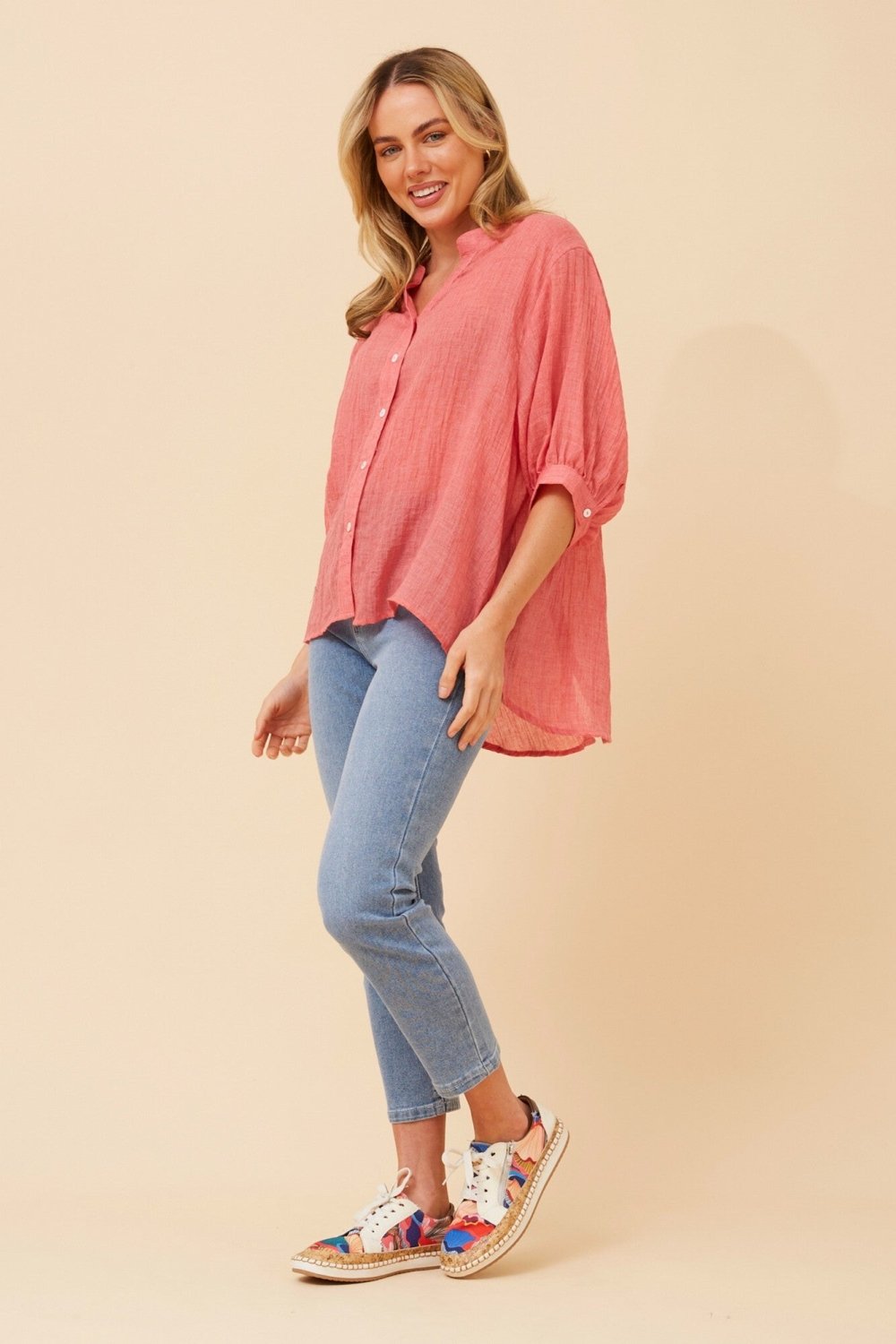 Belina Relaxed Solid Shirt - Aurelia Sun