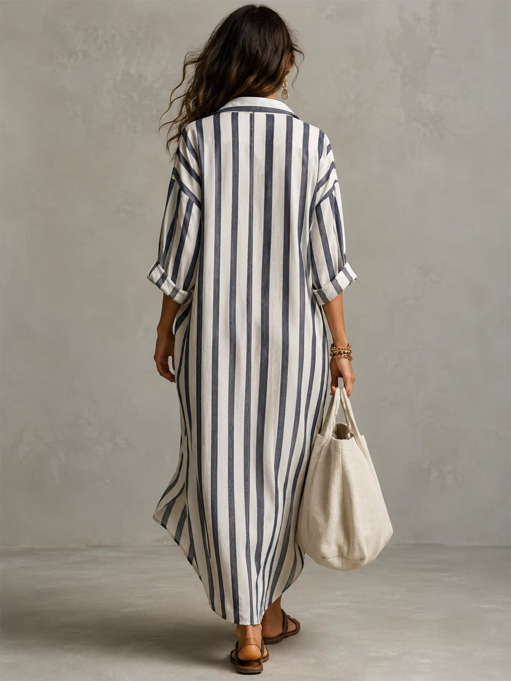 Women's Relaxed Maxi Dress with Pockets – Blue