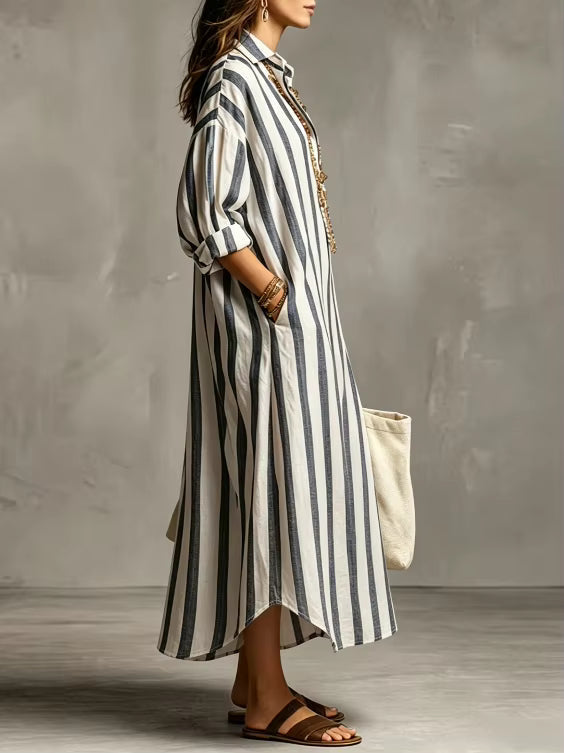 Women's Relaxed Maxi Dress with Pockets – Blue