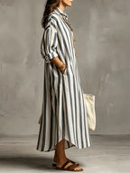 Women's Relaxed Maxi Dress with Pockets – Blue