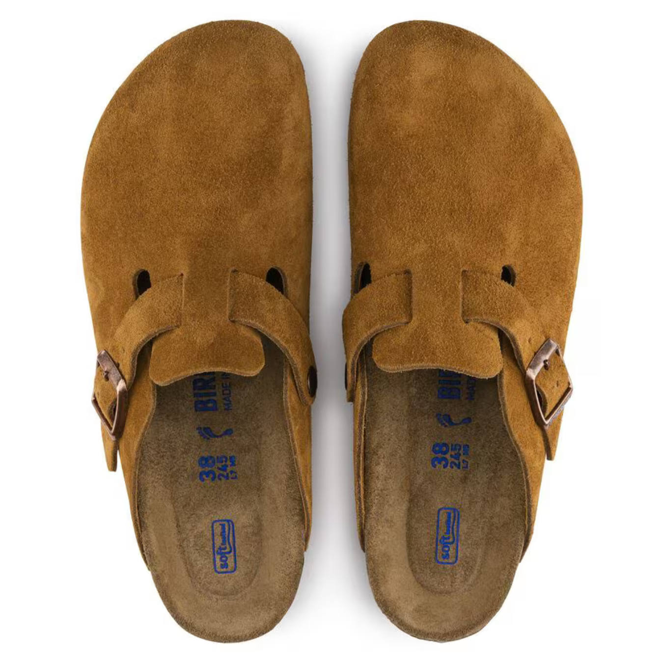 Taupe Suede Buckle Footbed Clogs
