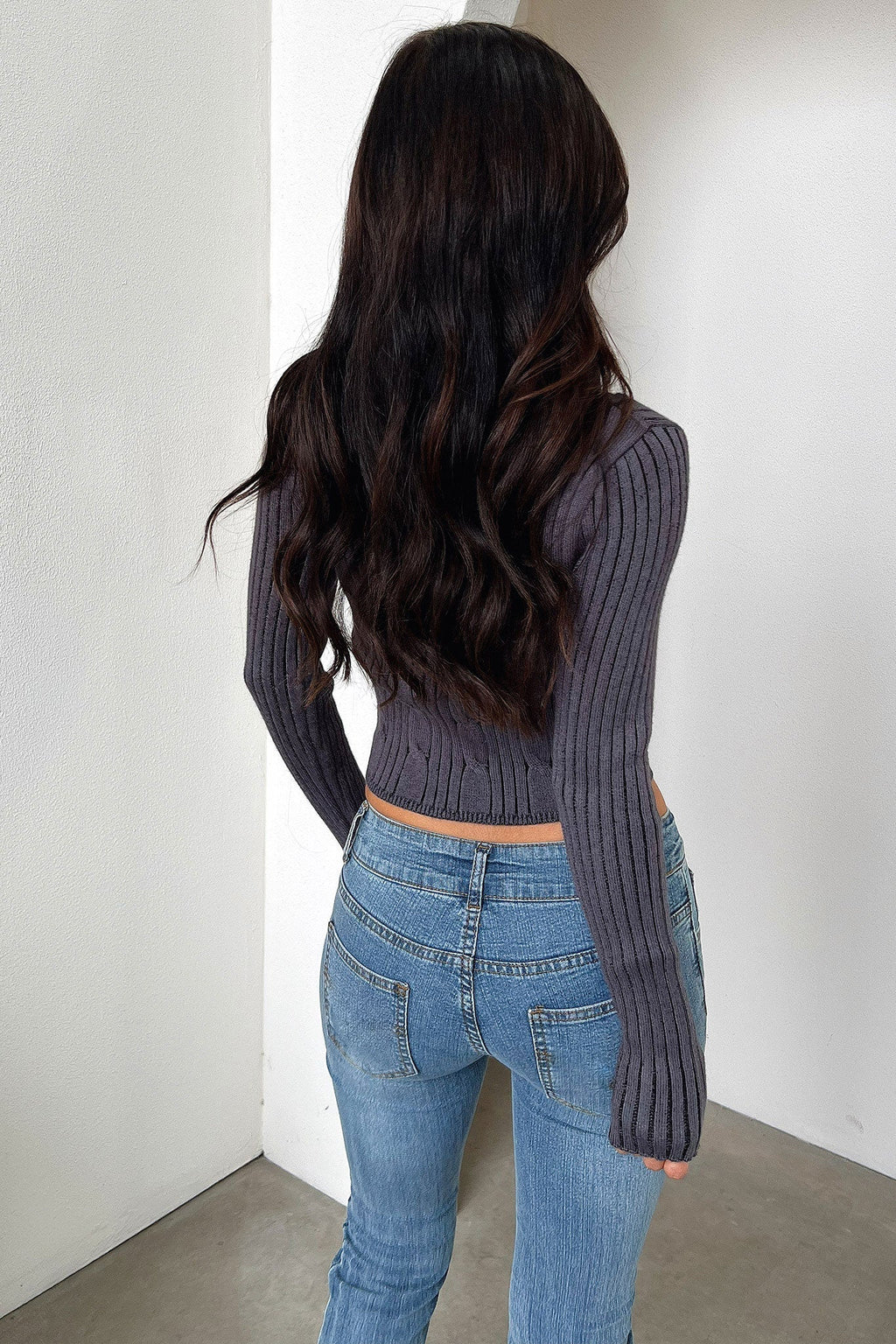 Embroidered Low-Rise Flare Jeans — Blue