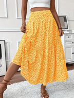 Elena Ditsy Floral Midi Skirt – Orange/Multi