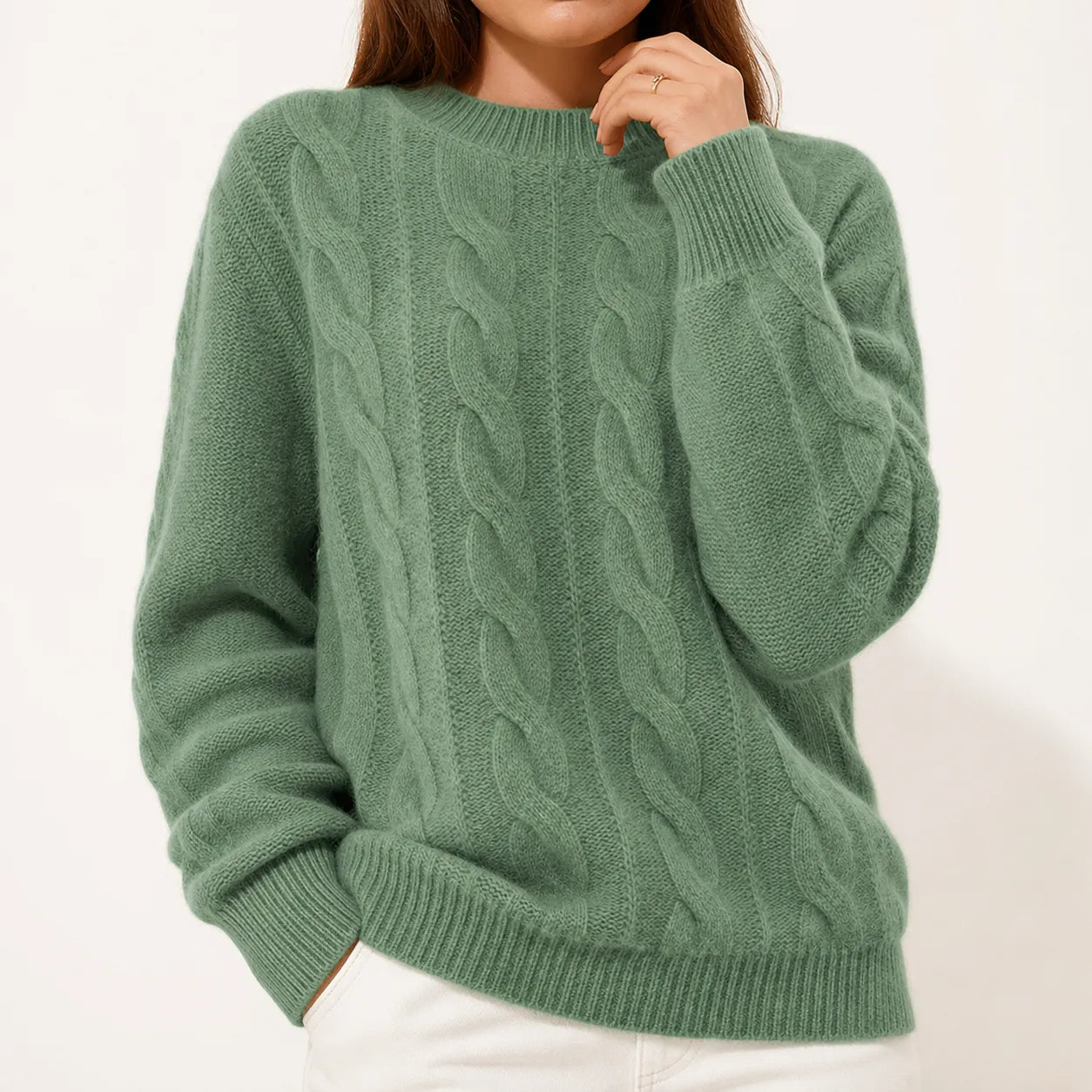 Cable-Knit Wool Cashmere Sweater