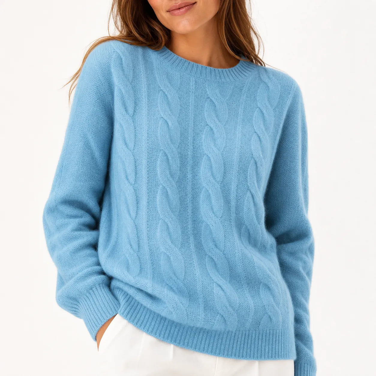 Cable-Knit Wool Cashmere Sweater