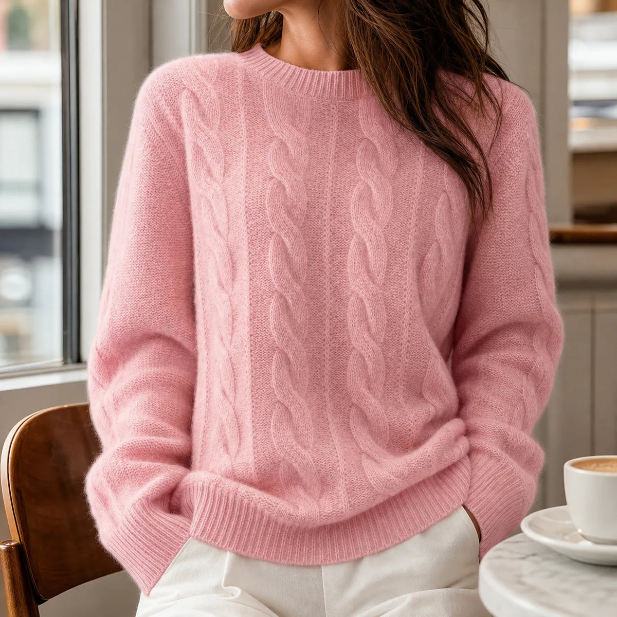 Cable-Knit Wool Cashmere Sweater
