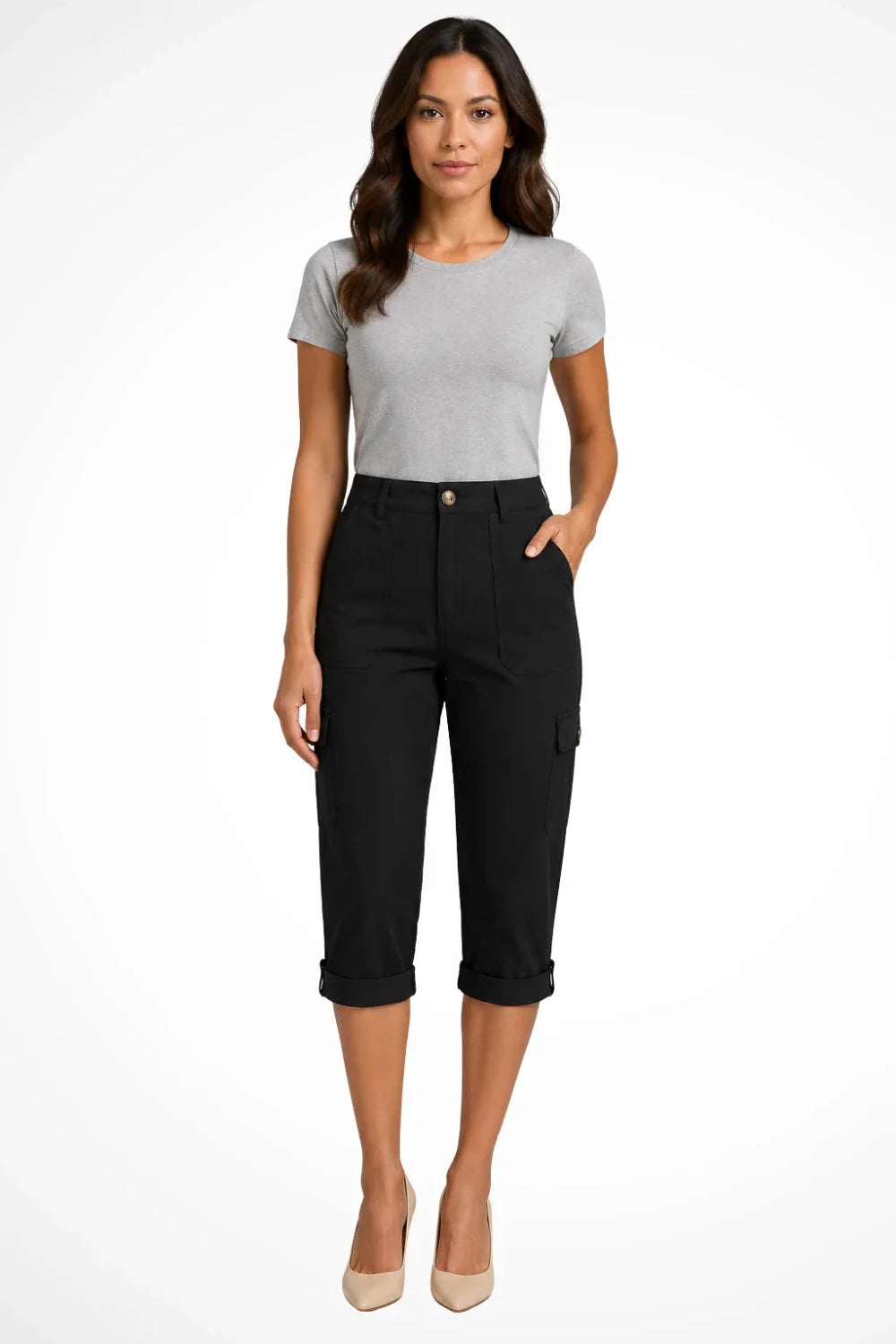 Cargo Cuffed Capri Pants - Aurelia Sun