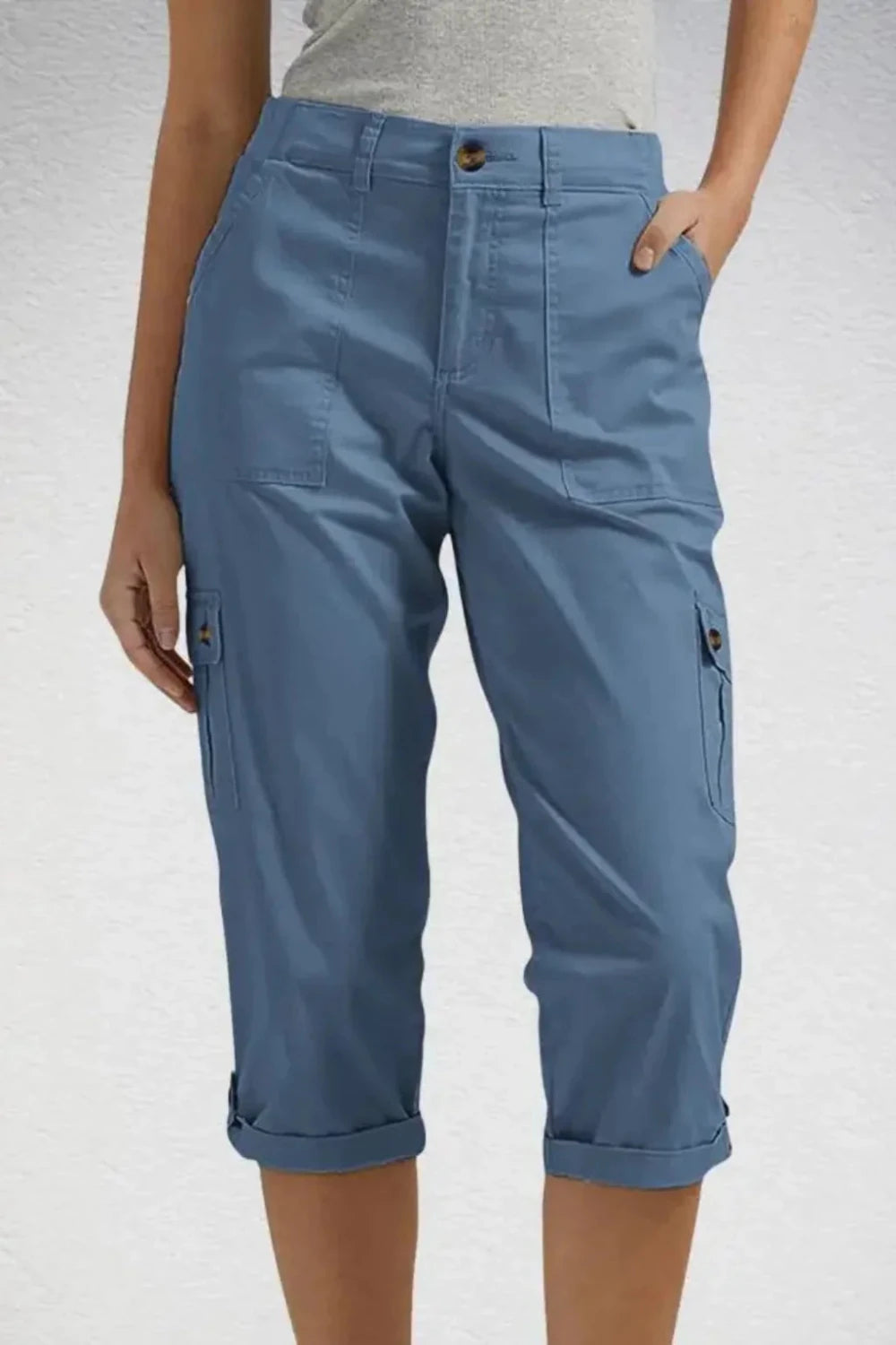 Cargo Cuffed Capri Pants - Aurelia Sun
