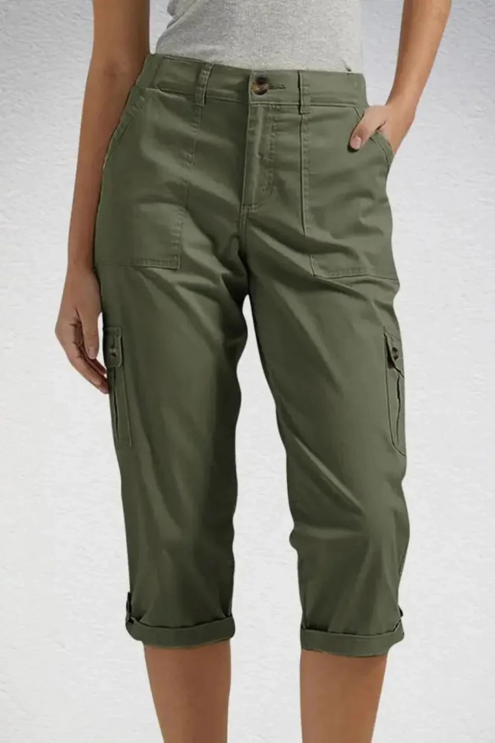 Cargo Cuffed Capri Pants - Aurelia Sun