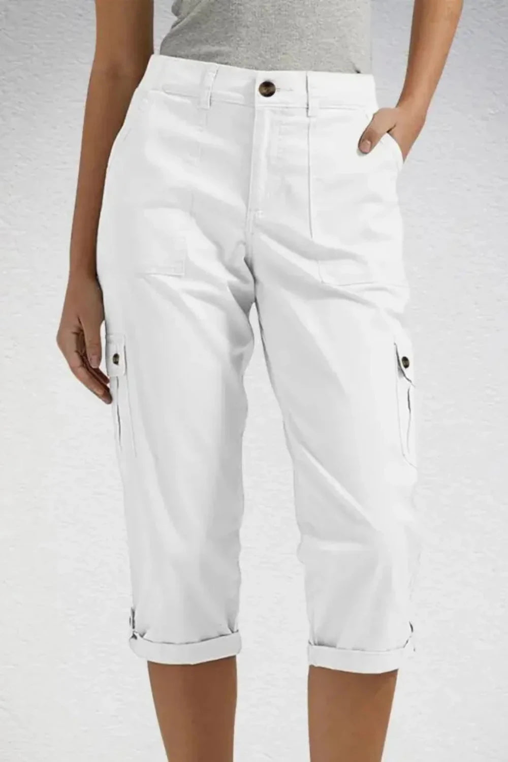 Cargo Cuffed Capri Pants - Aurelia Sun