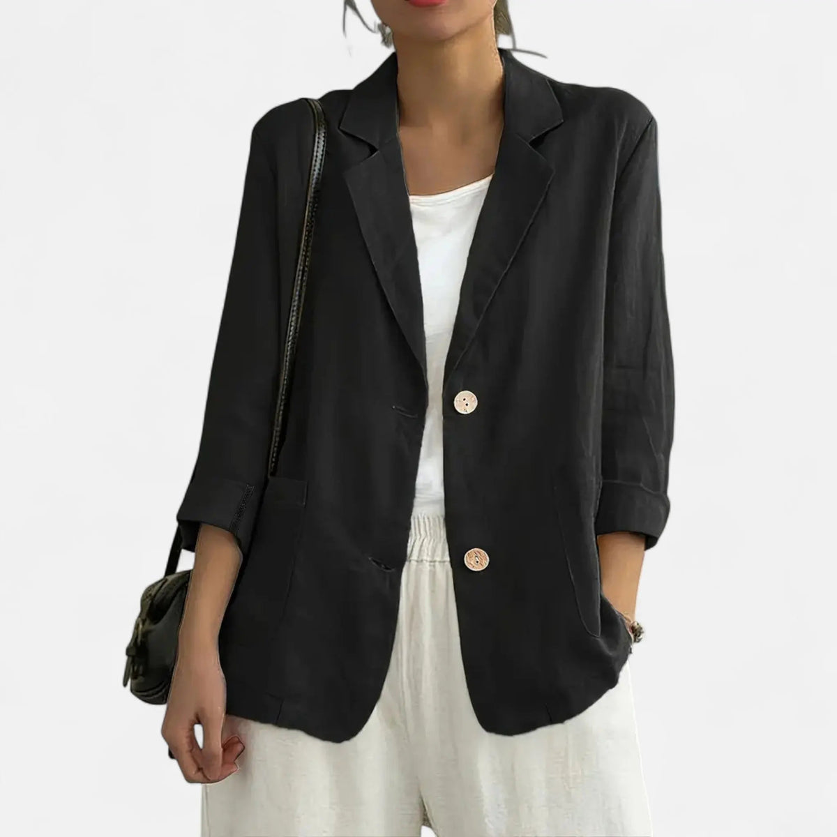 Tailored Linen-Blend Blazer