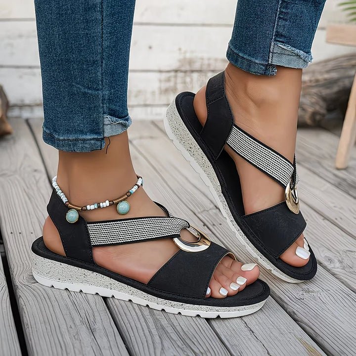 Celeste Platform Cross Strap Sandals - Aurelia Sun