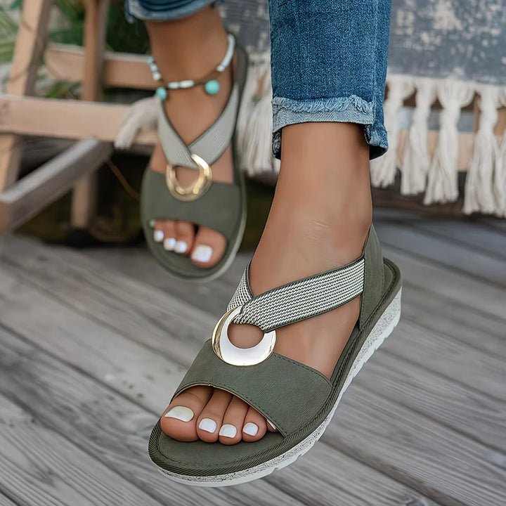 Celeste Platform Cross Strap Sandals - Aurelia Sun