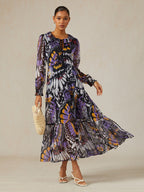 Jungle Butterfly Chiffon Maxi Dress by Aurelia Sun