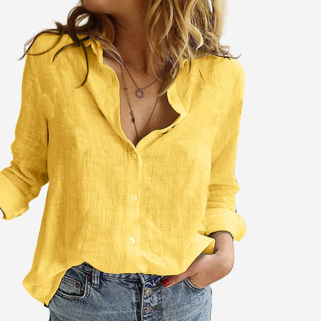Relaxed Linen-Blend Button-Up Shirt