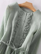 Airy Ruffle Linen Midi Dress