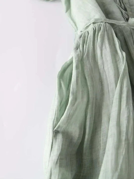 Airy Ruffle Linen Midi Dress