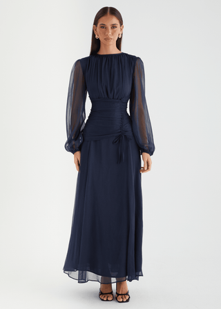 Classic Navy Evening Maxi Dress