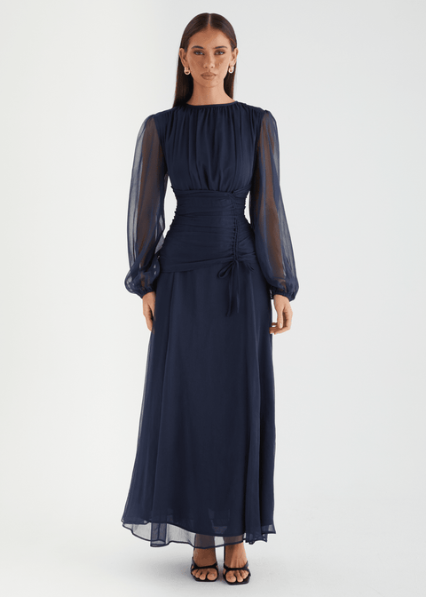 Classic Navy Evening Maxi Dress - Aurelia Sun