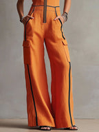 Colour Block Cargo Wide Leg Jumpsuit - Aurelia Sun