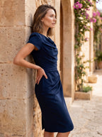 Camille Satin Cowl-Neck Midi Dress – product view