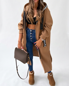 Haven Oversized Hooded Cardigan – Beige